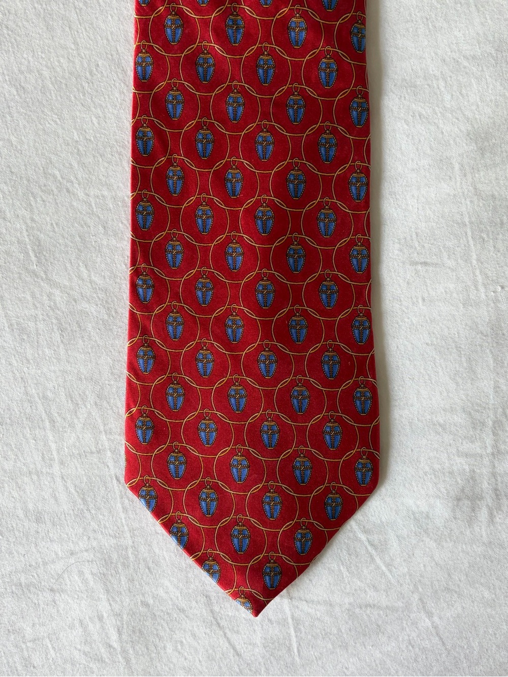 Faberge Vintage Silk Neck Tie Made In Usa Red Blue Old Money Egg Careerwear — image 2 of 8